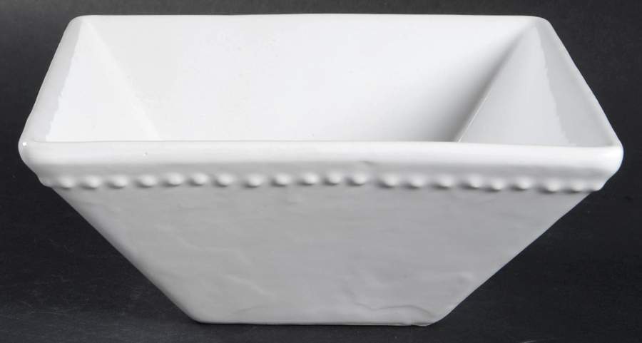 Beaded Square White Coupe Cereal Bowl by Ten Strawberry Street-1