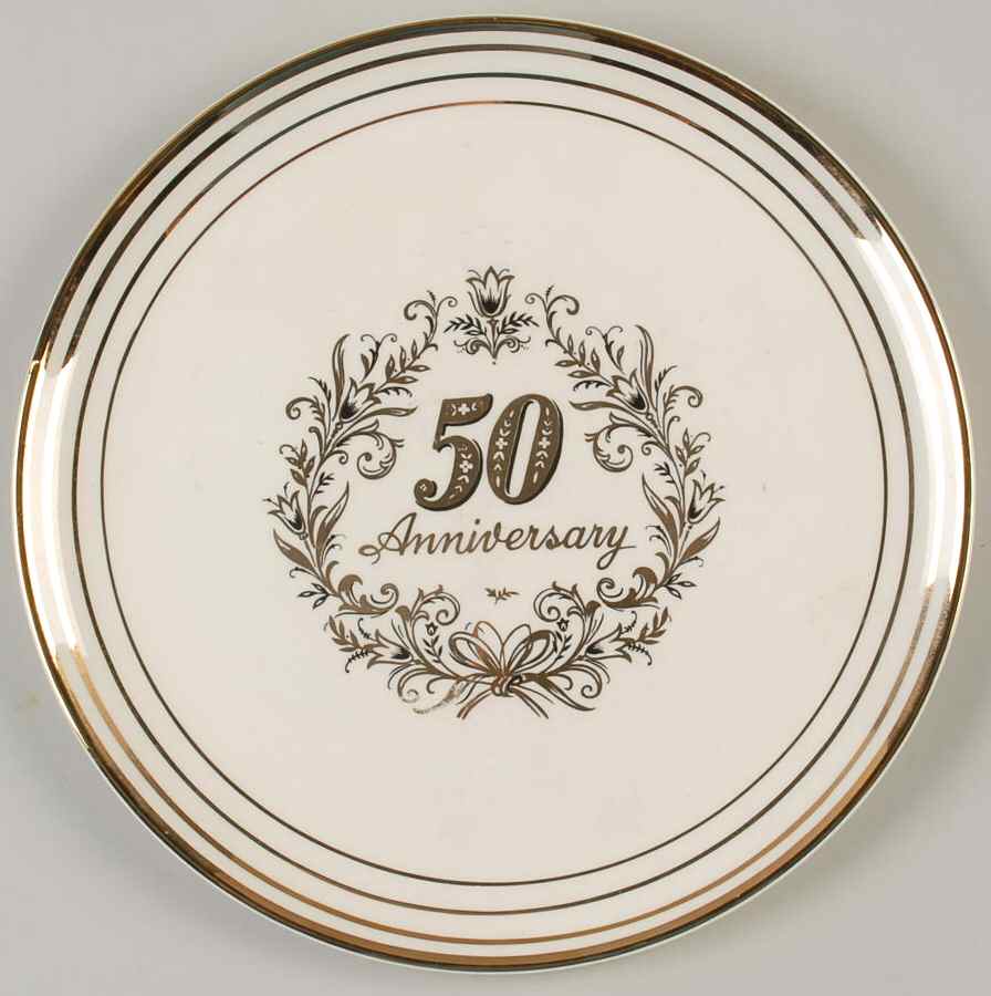 50th Anniversary Dinner Plate by Taylor, Smith & Taylor (Ts&T)-1