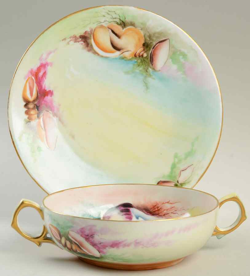 TRV783 Footed Cream Soup Bowl & Saucer Set by Tressemanes & Vogt-1
