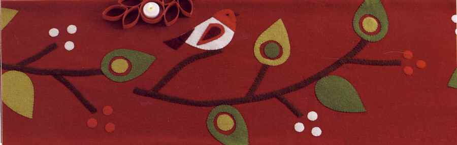 Birds and Berries 14" X 60" Cloth Table Runner by Tag Ltd-1