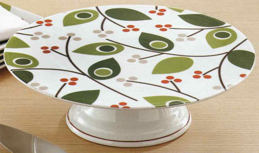 Birds and Berries 11" Diameter Pedestal Cake Stand by Tag Ltd-1