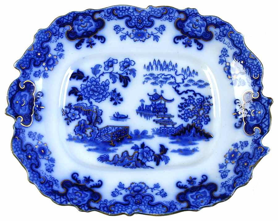 Chinese Blue 11" Oval Serving Platter by Thomas Dimmock-1