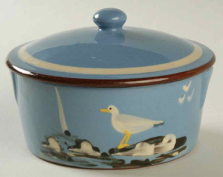 Seagull Butter Tub & Lid by Torquay Pottery-1