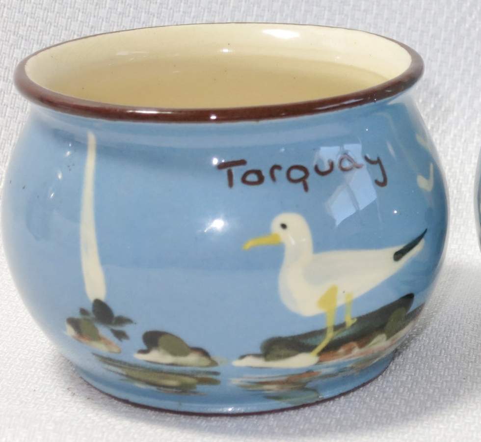 Seagull Open Sugar Bowl by Torquay Pottery-1