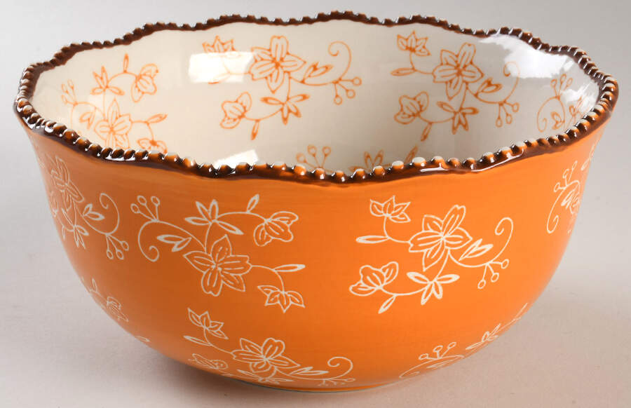 Floral Lace Spice 8" Scalloped Bowl by Temp-Tations-1