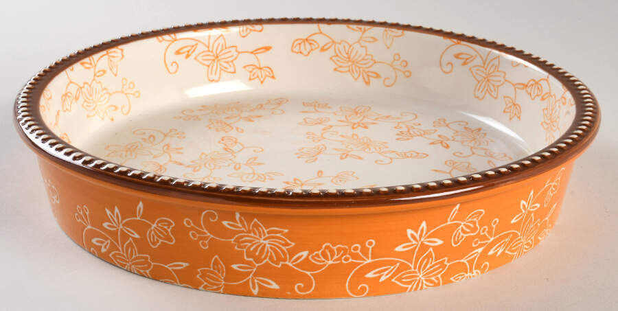 Floral Lace Spice 10" Pie Baking Plate by Temp-Tations-1