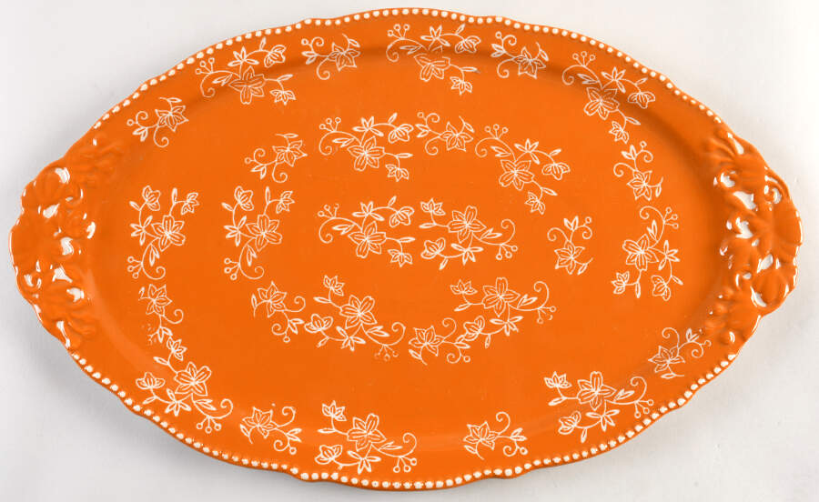 Floral Lace Spice 18" Oval Serving Platter by Temp-Tations-1