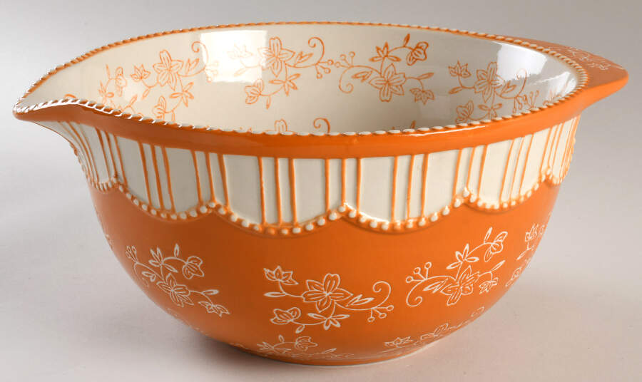 Floral Lace Spice 12" Nesting Bowl with Spout by Temp-Tations-1