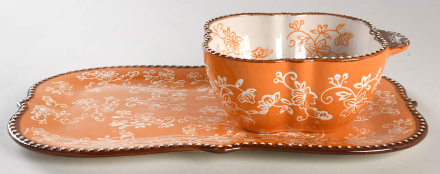 Floral Lace Spice Soup & Sandwich Set (Tray & Bowl) by Temp-Tations-1
