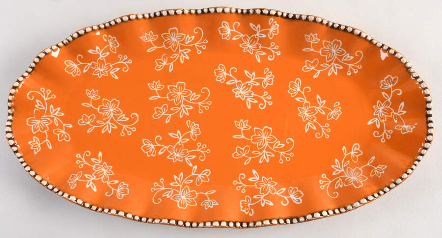 Floral Lace Spice 16" Ruffled Platter by Temp-Tations-1
