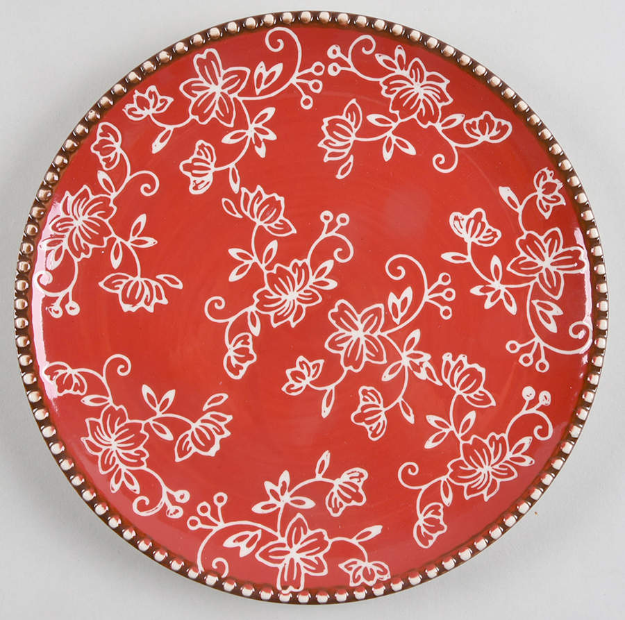 Floral Lace Red Salad Plate by Temp-Tations-1