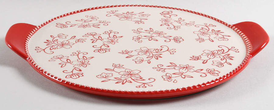 Floral Lace Red Lid for 3.5 Qt Round Covered Baker by Temp-Tations-1