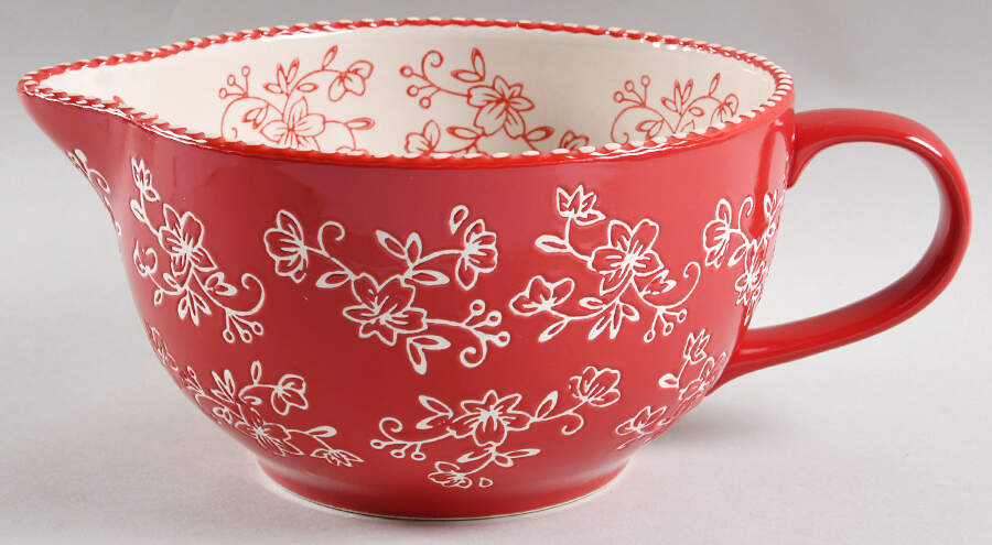 Floral Lace Red Batter Bowl by Temp-Tations-1