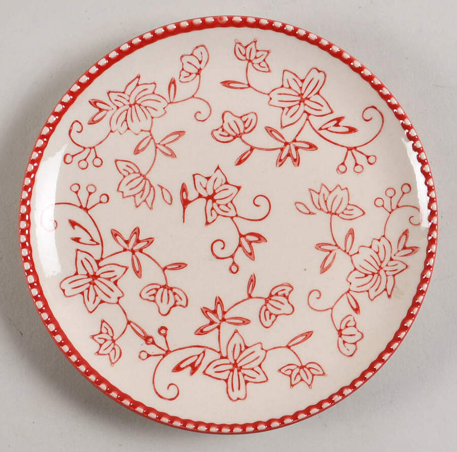 Floral Lace Red Coupe Bread & Butter Plate by Temp-Tations-1