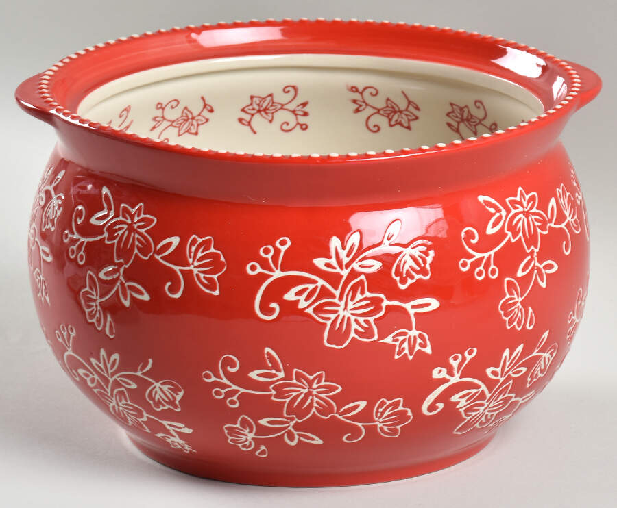 Floral Lace Red Tureen No Lid-It by Temp-Tations-1