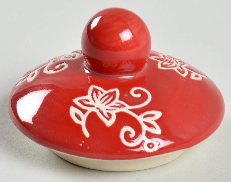 Floral Lace Red Lid for Sugar Bowl by Temp-Tations-1