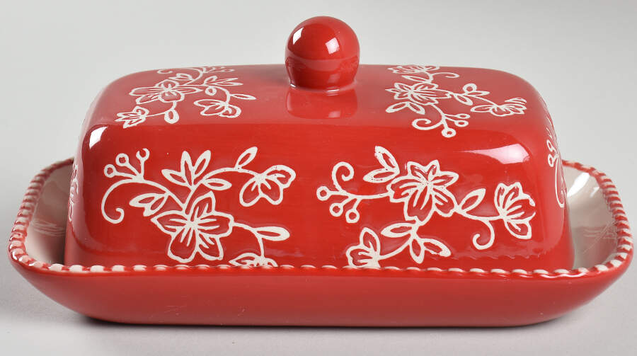 Floral Lace Red Half Pound Covered Butter by Temp-Tations-1