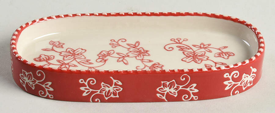 Floral Lace Red Tray for Salt&Pepper/Toothpick Holder 4pc by Temp-Tations-1