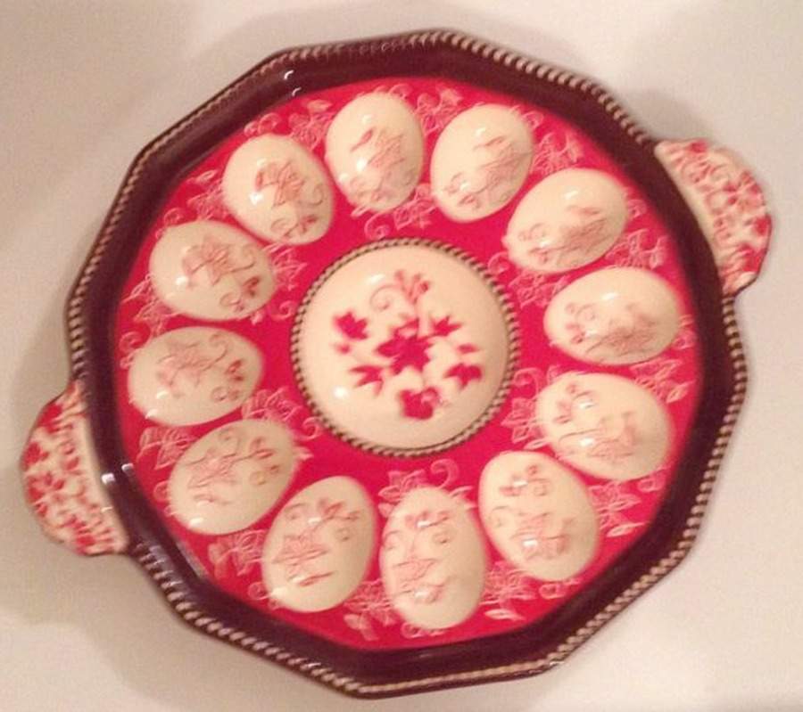 Floral Lace Red Deviled Egg Plate by Temp-Tations-1