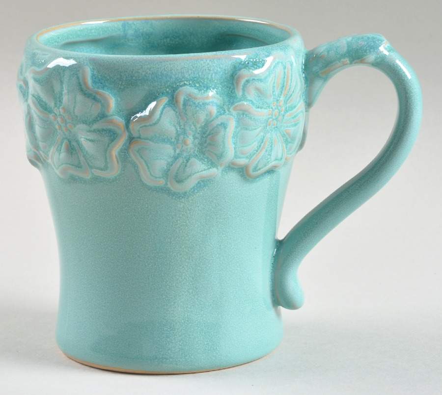 Floral Relief Blue Mug by Temp-Tations-1