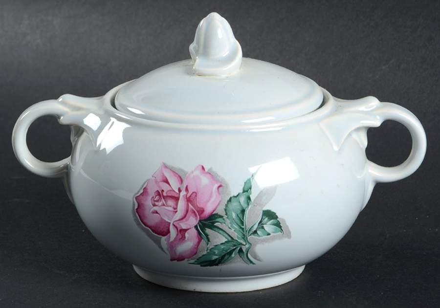 Woolworth Rose Sugar Bowl & Lid by Taylor, Smith & Taylor (Ts&T)-1
