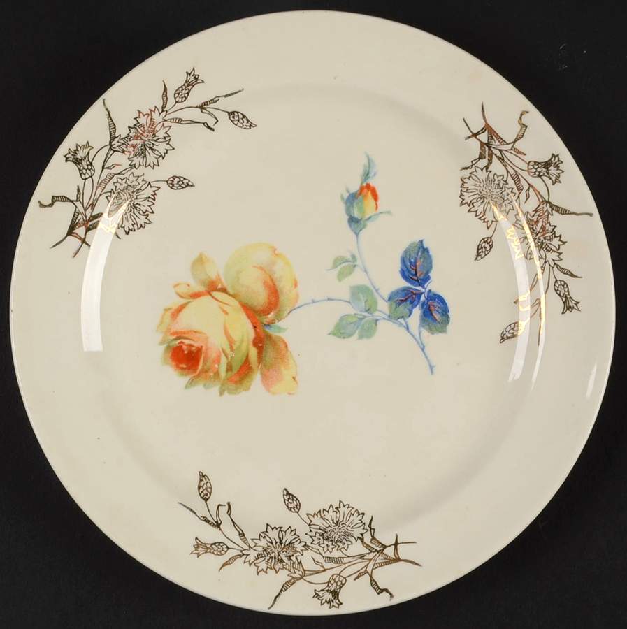 Yellow Rose Laurel (Gold Filigree) Dessert/Pie Plate by Taylor, Smith & Taylor (Ts&T)-1