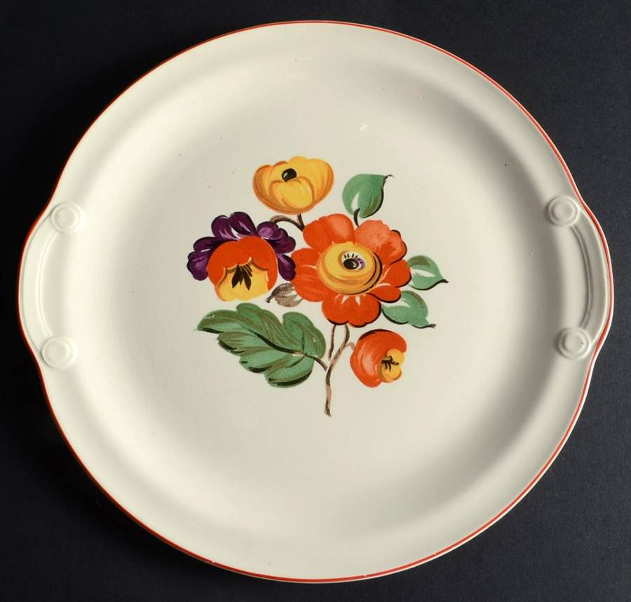 Italian Flora White (Red Trim) Cake Plate by Taylor, Smith & Taylor (Ts&T)-1