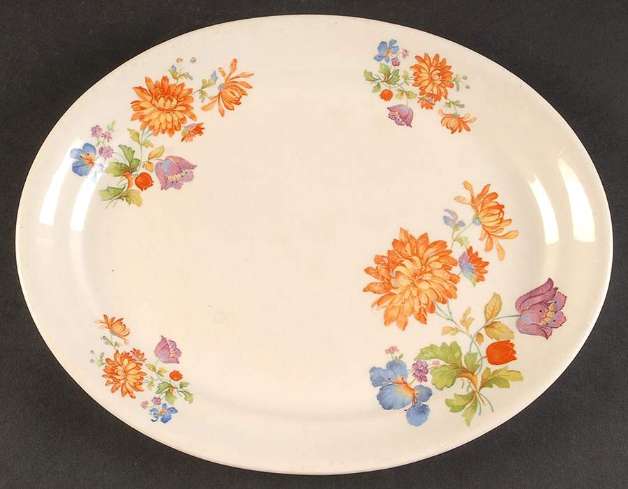Spring Flowers Capital Ivory 11" Oval Serving Platter by Taylor, Smith & Taylor (Ts&T)-1
