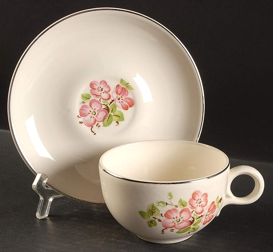 Apple Blossom Flat Cup & Saucer Set by Taylor, Smith & Taylor (Ts&T)-1