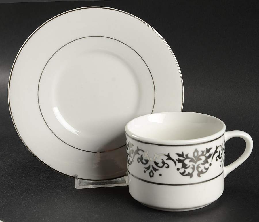 Classic Gold Platinum Flat Cup & Saucer Set by Tienshan-1