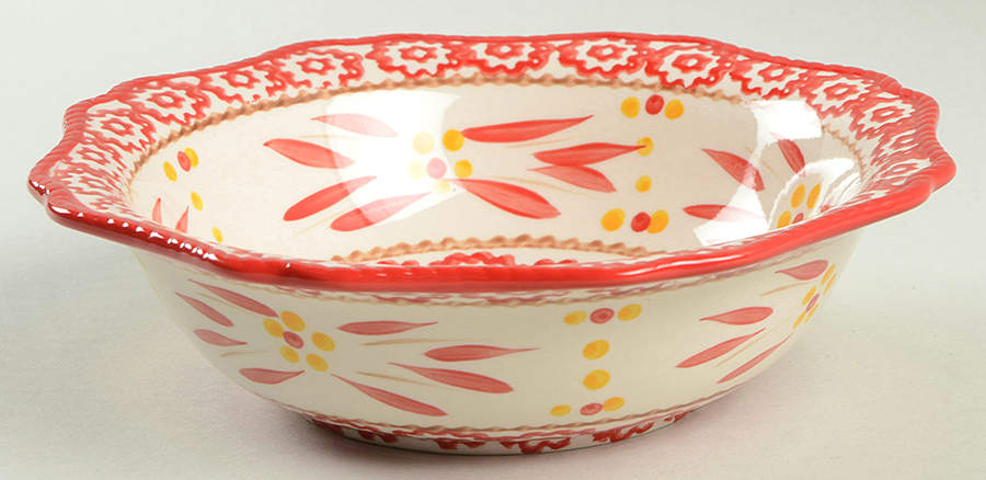 Old World Red Scalloped Soup/Cereal Bowl by Temp-Tations-1