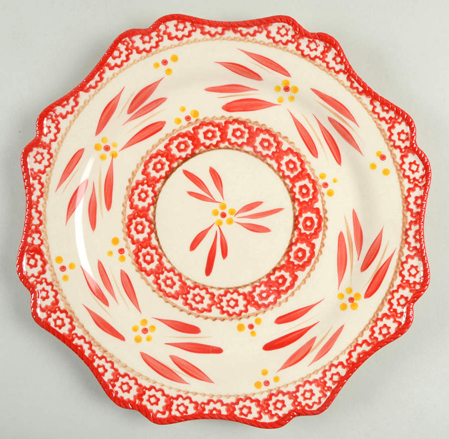 Old World Red Scalloped Dinner Plate by Temp-Tations-1