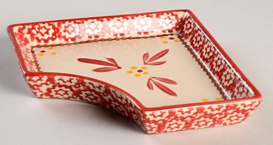 Old World Red Square Side Tray for 6 Piece Pedestal Server/Cake Set by Temp-Tations-1