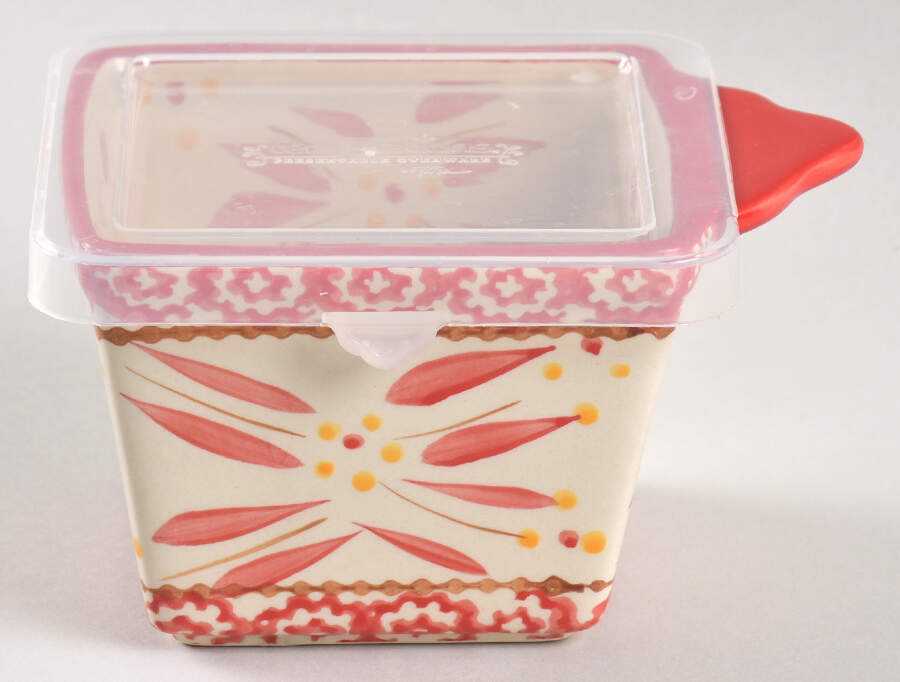 Old World Red Individual Square Baker & Plastic Lid by Temp-Tations-1