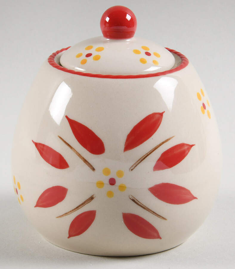 Old World Red Sugar Bowl & Lid by Temp-Tations-1