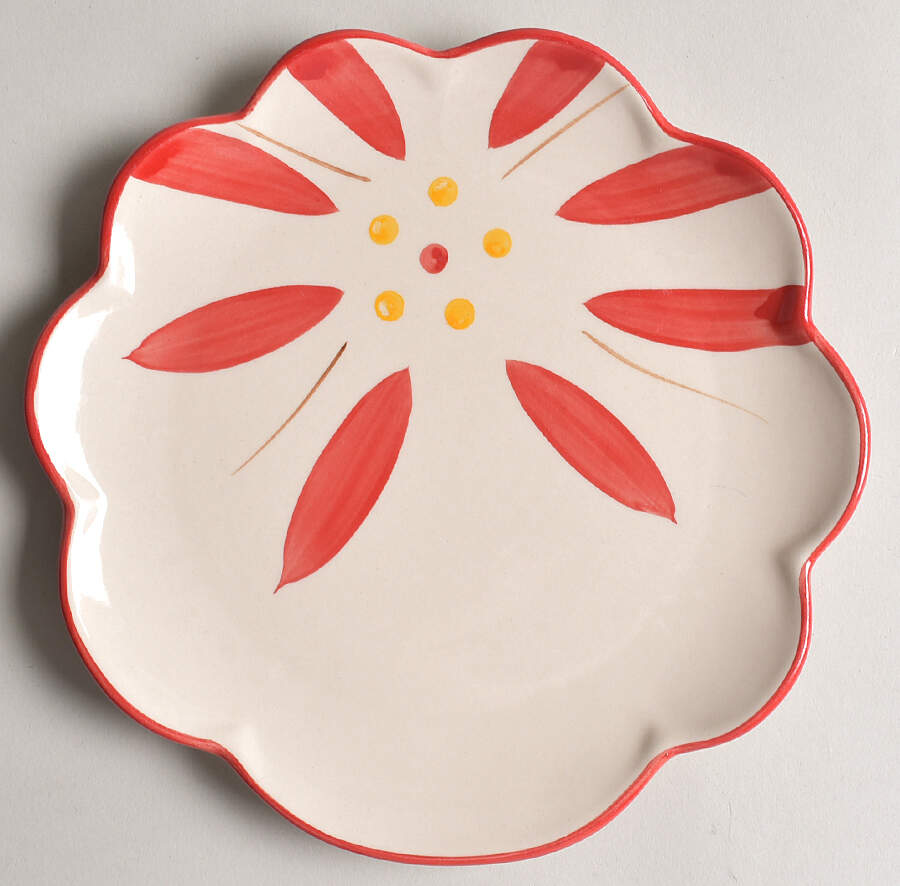 Old World Red Scalloped Salad Plate by Temp-Tations-1