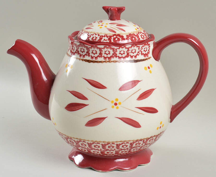 Old World Red Teapot & Lid by Temp-Tations-1