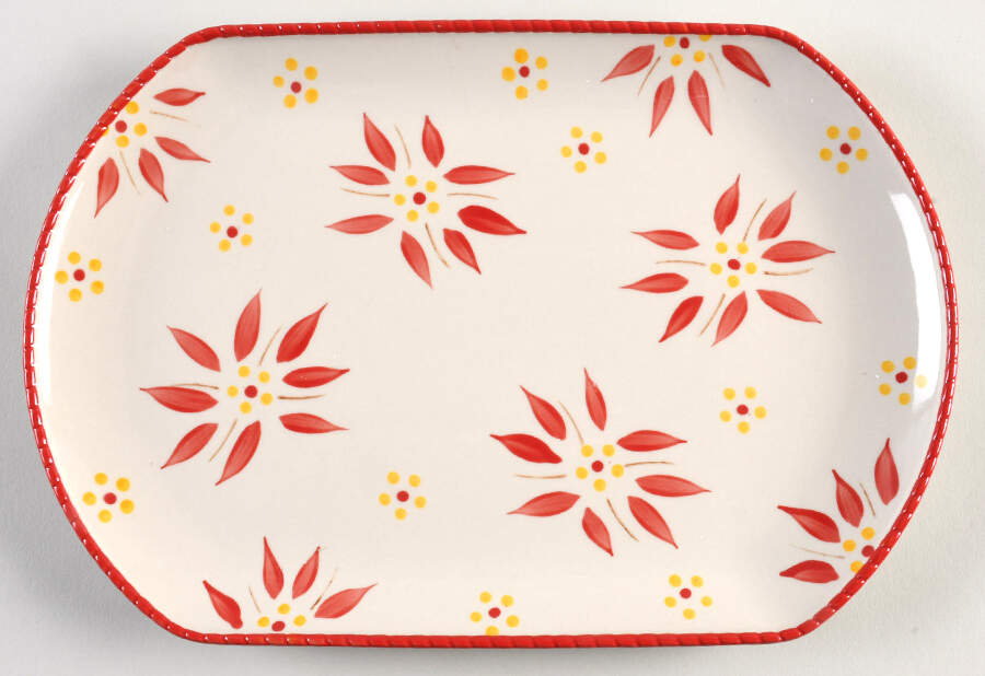 Old World Red 11" Rectangular Serving Platter by Temp-Tations-1