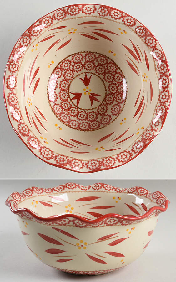 Old World Red 9" Scalloped Bowl by Temp-Tations-1