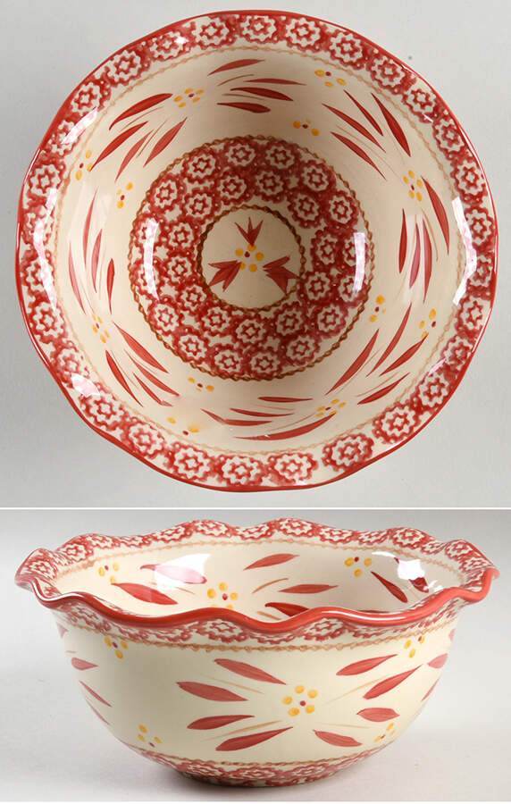 Old World Red 8" Scalloped Bowl by Temp-Tations-1