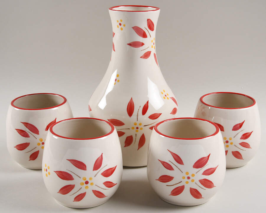Old World Red (5 Piece) Sake Set by Temp-Tations-1