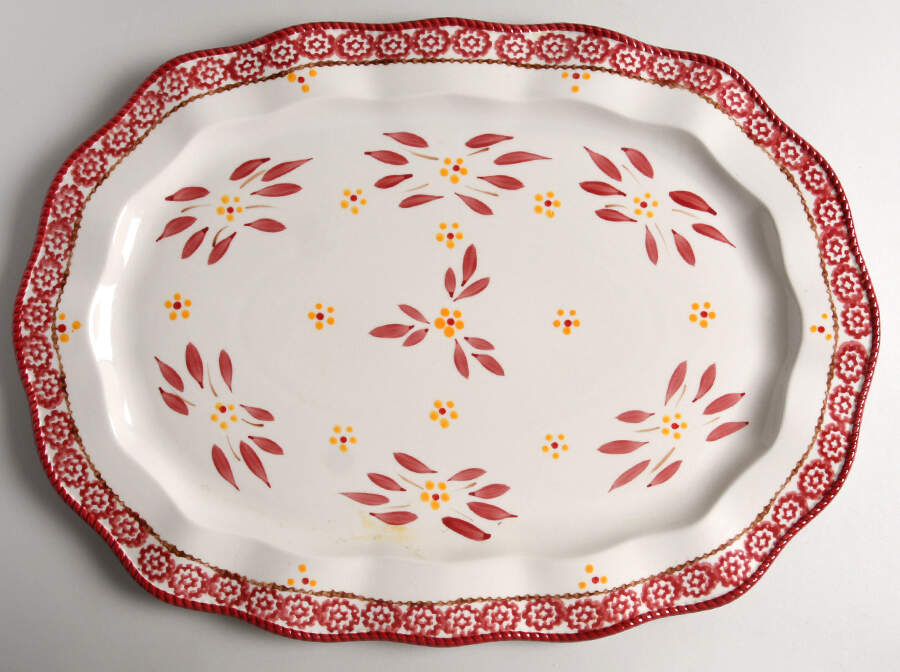 Old World Red 18" Oval Serving Platter by Temp-Tations-1