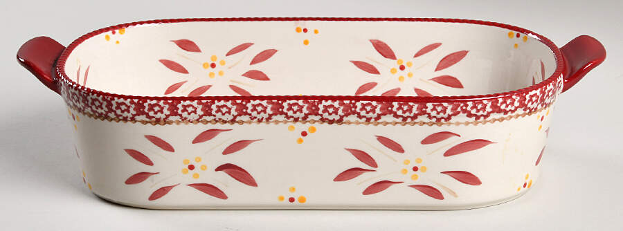 Old World Red 13" Oval Baker by Temp-Tations-1