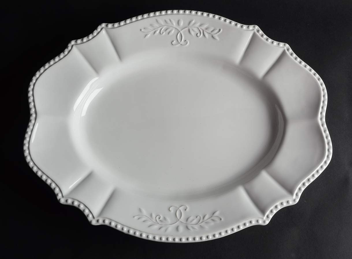 Le Provence White 17" Oval Serving Platter by Tabletops Unlimited-1