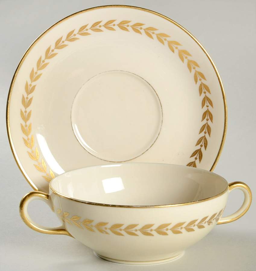 TAT37 Flat Cream Soup Bowl & Saucer Set by Tatler of Trenton-1