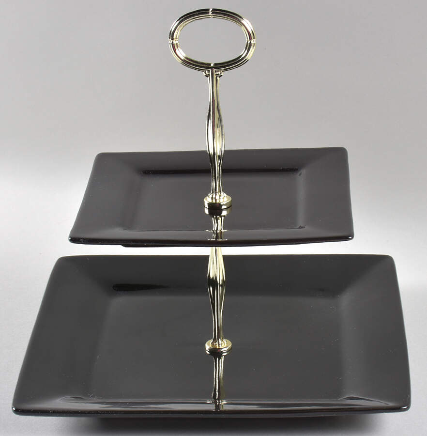 Nova Black 6 5/8"-10"  2 Tiered Serving Tray (Dp, Sp) HC by Ten Strawberry Street-1