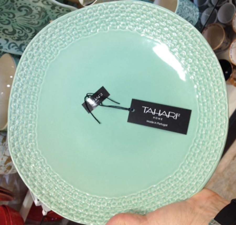 T2H1 Aqua Dinner Plate by Tahari Home-1