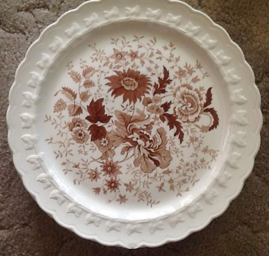 Center Bouquet Brown (Garland Shape) Dinner Plate by Taylor, Smith & Taylor (Ts&T)-1