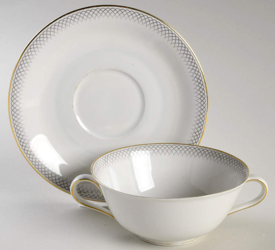 TIR669 Flat Cream Soup Bowl & Saucer Set by Tirschenreuth-1
