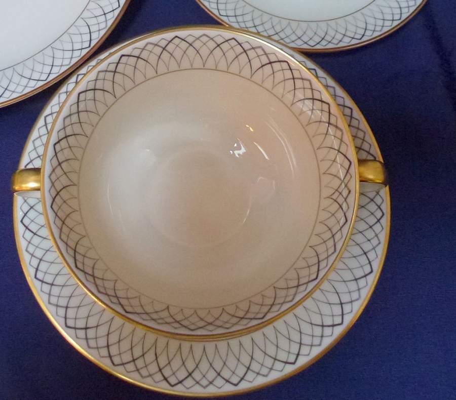 TIR684 Footed Cream Soup Bowl & Saucer Set by Tirschenreuth-1